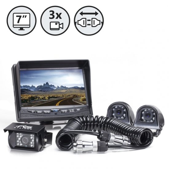 Backup Camera System With Side Cameras And Quick Connect Kit - Click Image to Close