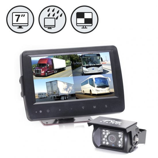 Backup Camera System with Waterproof Quad View Monitor - Click Image to Close