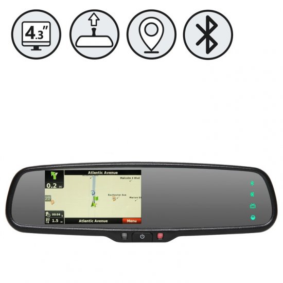 G-Series Rear View Replacement Mirror Monitor w/ Navigation & BT - Click Image to Close