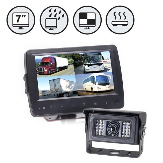Backup Camera System w/ Waterproof Quad View Monitor & Heated Ca - Click Image to Close