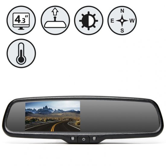 G-Series Rear View Monitor w/ Auto-Dimming,Compass & Temperature - Click Image to Close