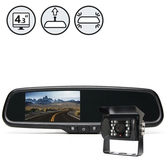 Backup Camera System With Replacement Mirror Monitor - Click Image to Close