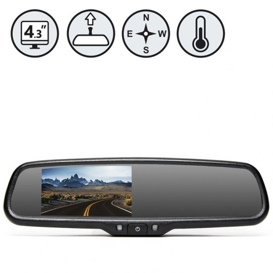 G-Series Rear View Replacement Mirror Monitor w/ Compass & Temp - Click Image to Close