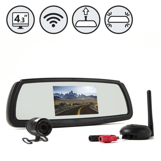 Wireless Backup Camera System with Mirror Monitor - Click Image to Close