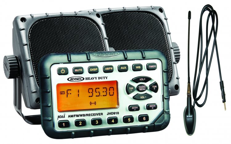 Jensen Heavy Duty Mini Waterproof Radio Complete Package - Click Image to Close