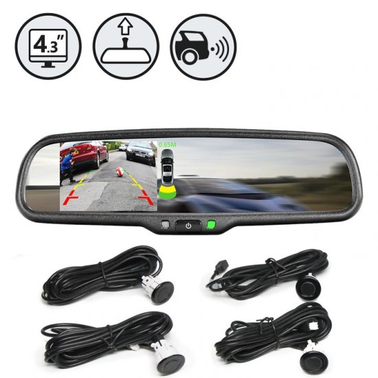 G-Series Rear View Replacement Mirror Monitor with Backup Sensor - Click Image to Close