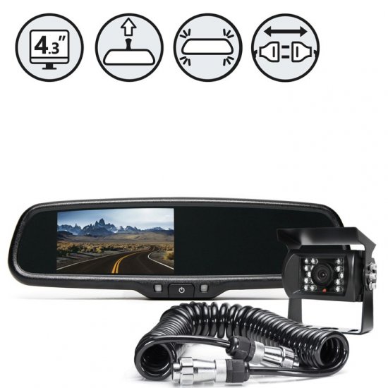 Backup Camera System W/ Replacement Mirror Monitor & Quick - Click Image to Close