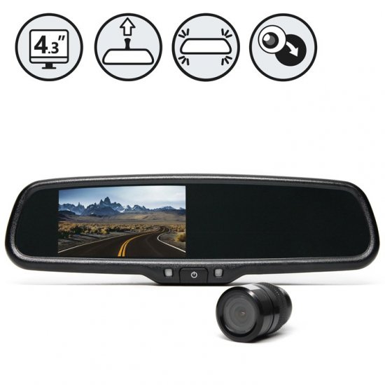 Backup Camera System With Flush Mount Camera And Mirror Monitor - Click Image to Close
