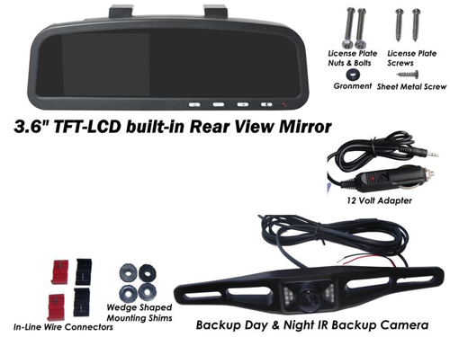 WIRELESS License Plate Camera with Rear View Mirror LCD - Click Image to Close