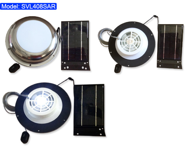 Solar Vent/Fan+LED LITE,S Steel Cowl W/Remote On/Off Control - Click Image to Close