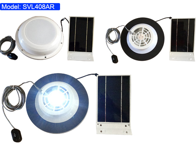 Solar Vent/Fan+LED LITE, ABS Cowl W/Remote On/Off Control - Click Image to Close